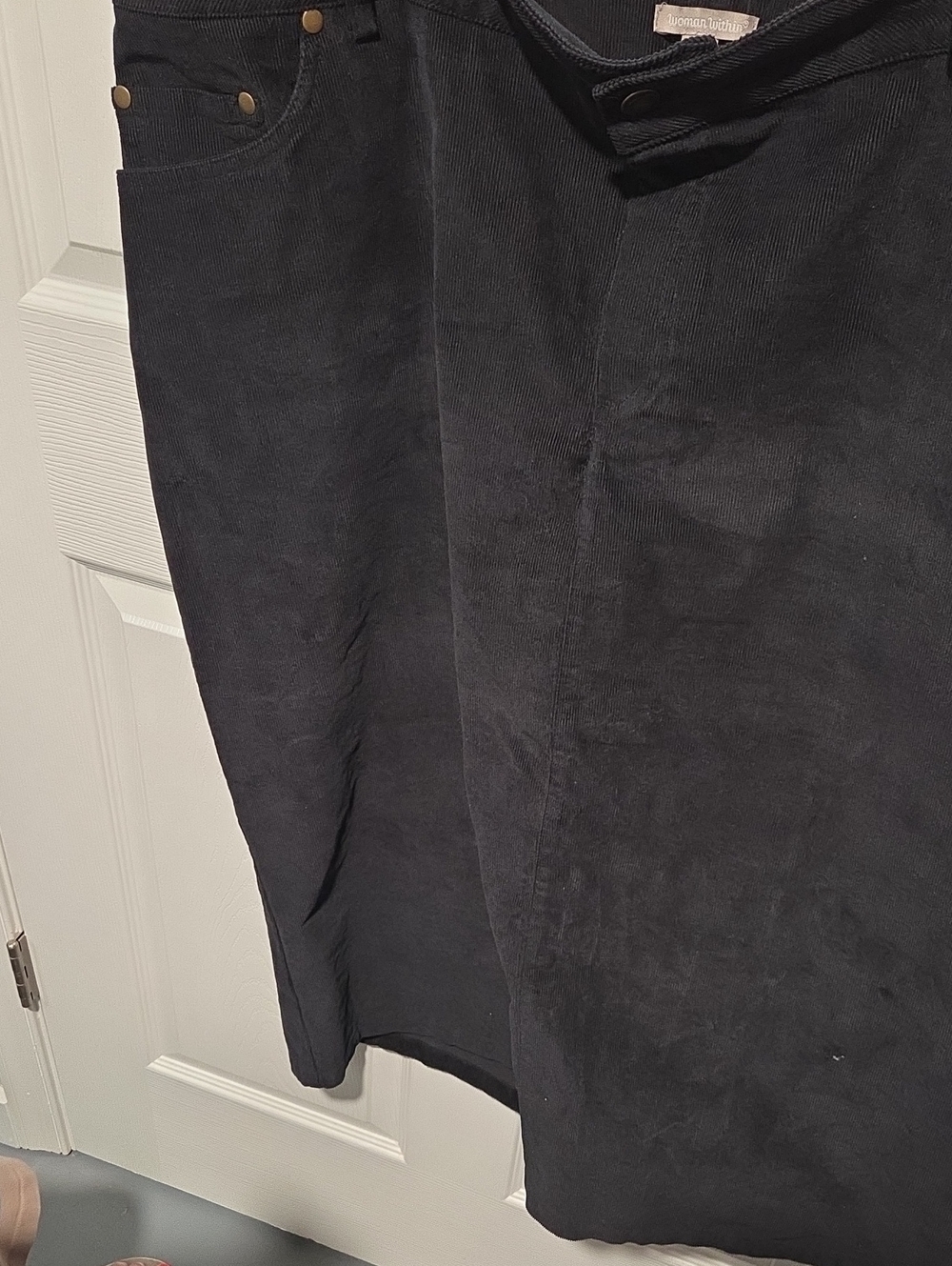 Woman Within Black Micro Corduroy Skirt